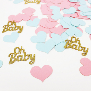 New Product Pink and Blue Heart Confetti Party Decorations Glitter Oh Baby Paper Letter Confetti for Baby Shower Birthday