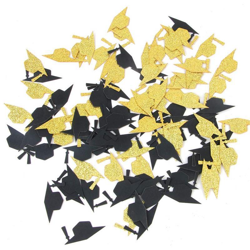 2021 New Arrival Glittery Gold Black Graduation C-ap Confetti for 2021 Grad Party Decor Supplies