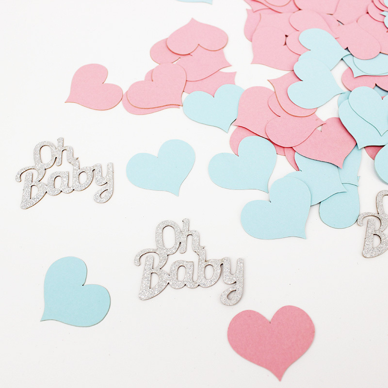 New Product Pink and Blue Heart Confetti Party Decorations Glitter Oh Baby Paper Letter Confetti for Baby Shower Birthday