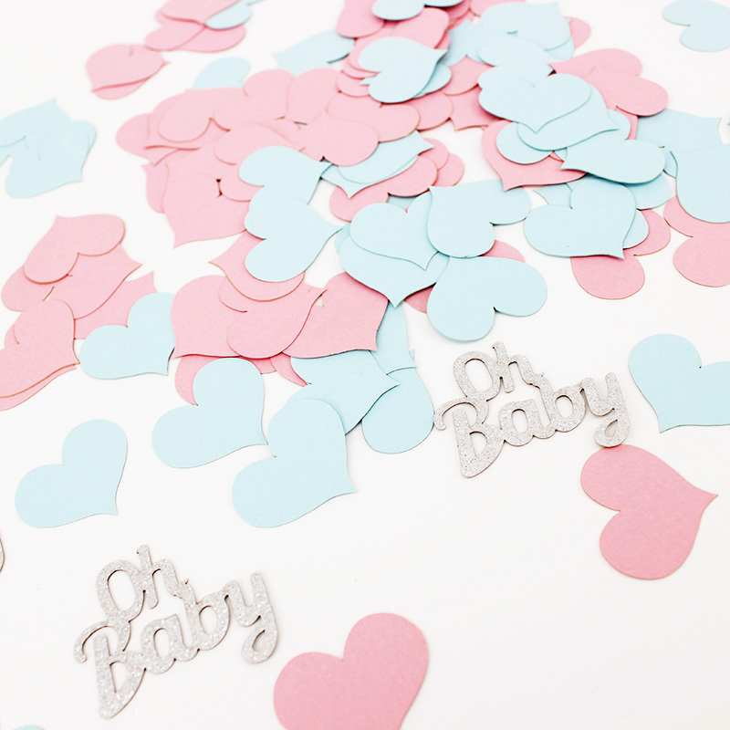 New Product Pink and Blue Heart Confetti Party Decorations Glitter Oh Baby Paper Letter Confetti for Baby Shower Birthday