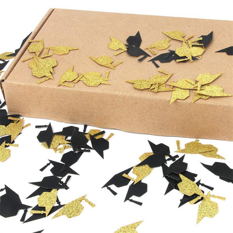 2021 New Arrival Glittery Gold Black Graduation C-ap Confetti for 2021 Grad Party Decor Supplies