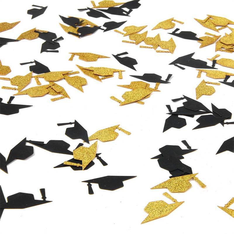 2021 New Arrival Glittery Gold Black Graduation C-ap Confetti for 2021 Grad Party Decor Supplies