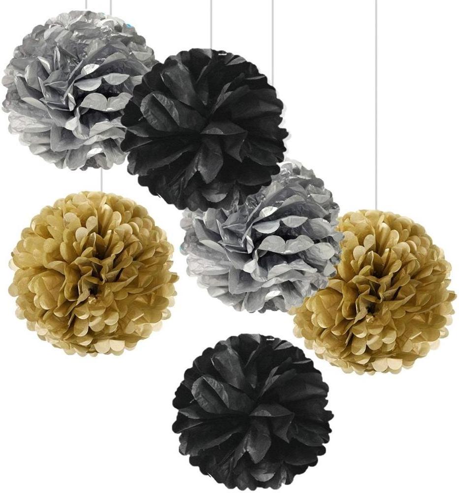 Black Gold Birthday Party Decorations Set Happy Birthday Banner Paper Pom Poms Streamers for Man's birthday