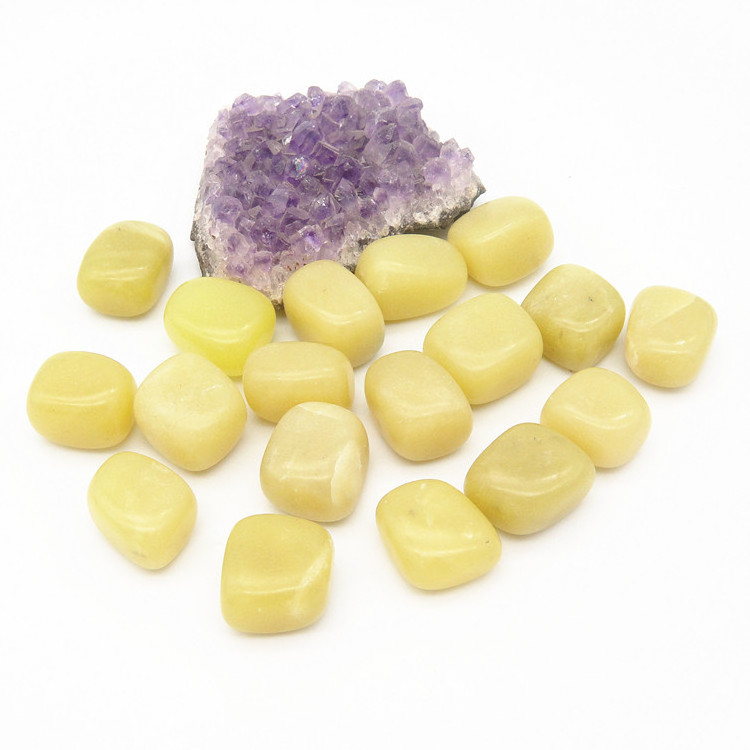 Wholesale Bulk Healing Crystals Tumbled Stones Polished Lemon Jade Crystals Healing Stones Home Decoration