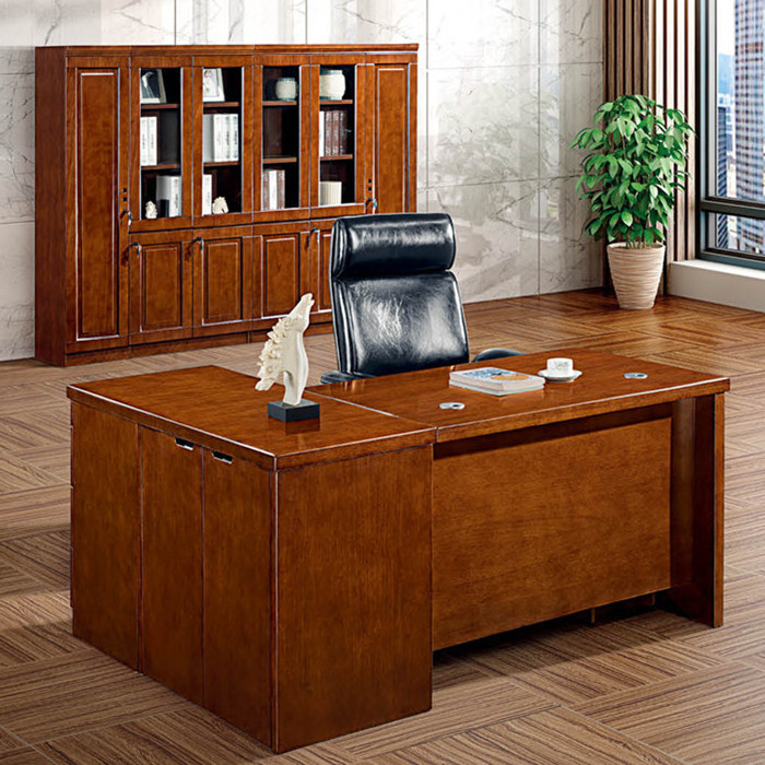 Walnut Office Workstation MFC Laminate Table Top Wood