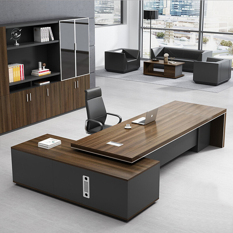 Modern Office L-Shaped Boss Desk Large Office Table Executive CEO Desk