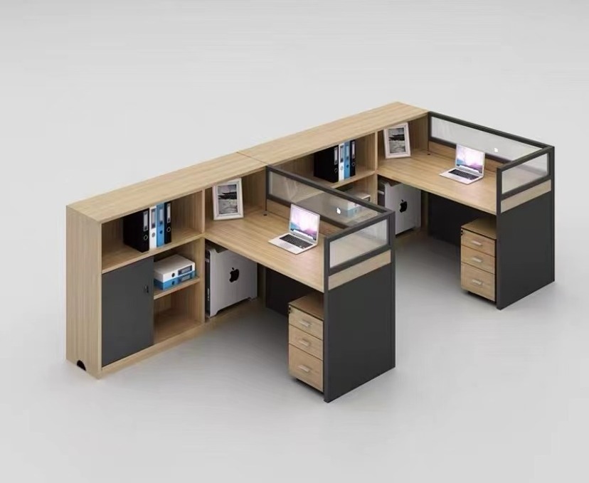 Modern Open L Shape Screen Office Single  Workstation