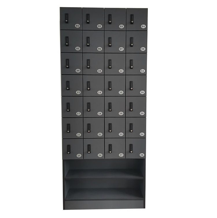 GYM low size storage cabinet locker 24 doors wooden mobile phone valuables safety storage locker cabinet