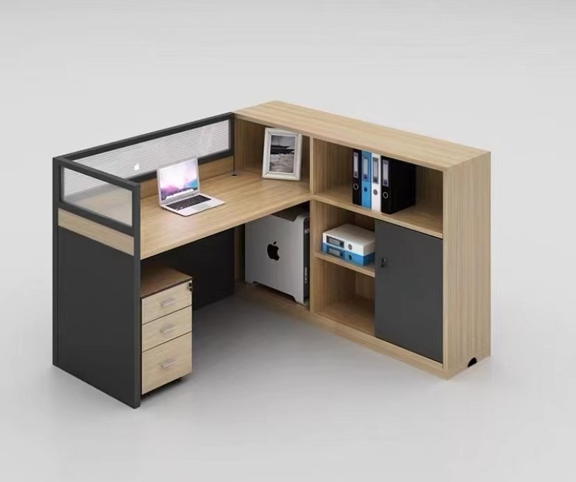 Modern Open L Shape Screen Office Single  Workstation