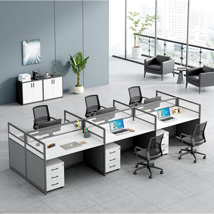 Chinese Factory Modern 4 Persons Long Office Desk Cubicle Workstation