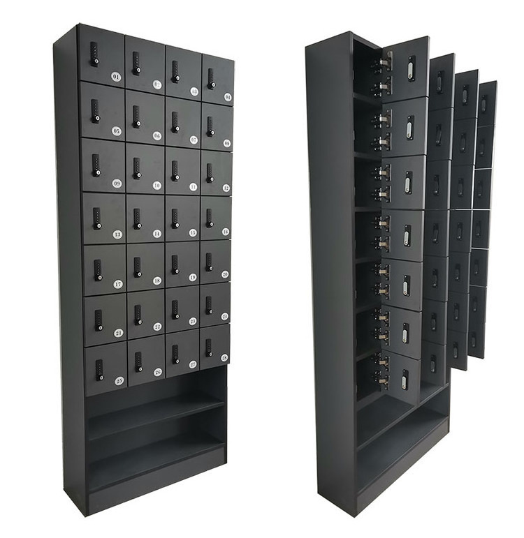 GYM low size storage cabinet locker 24 doors wooden mobile phone valuables safety storage locker cabinet