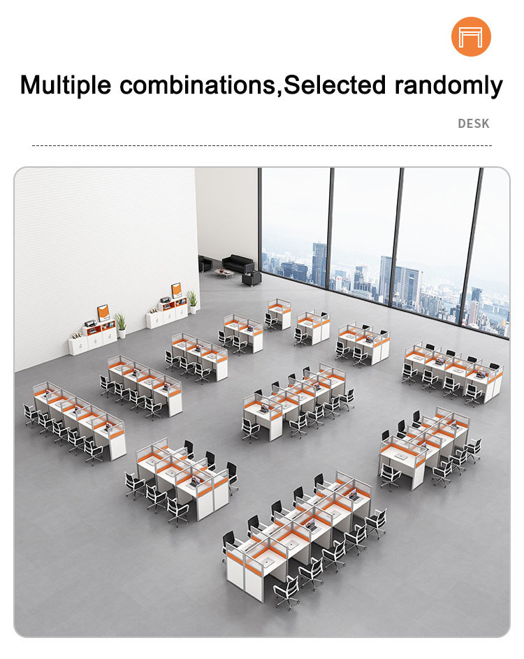 Office staff work table grouping cluster work stations with partition cubicle stations