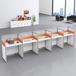 Office staff work table grouping cluster work stations with partition cubicle stations