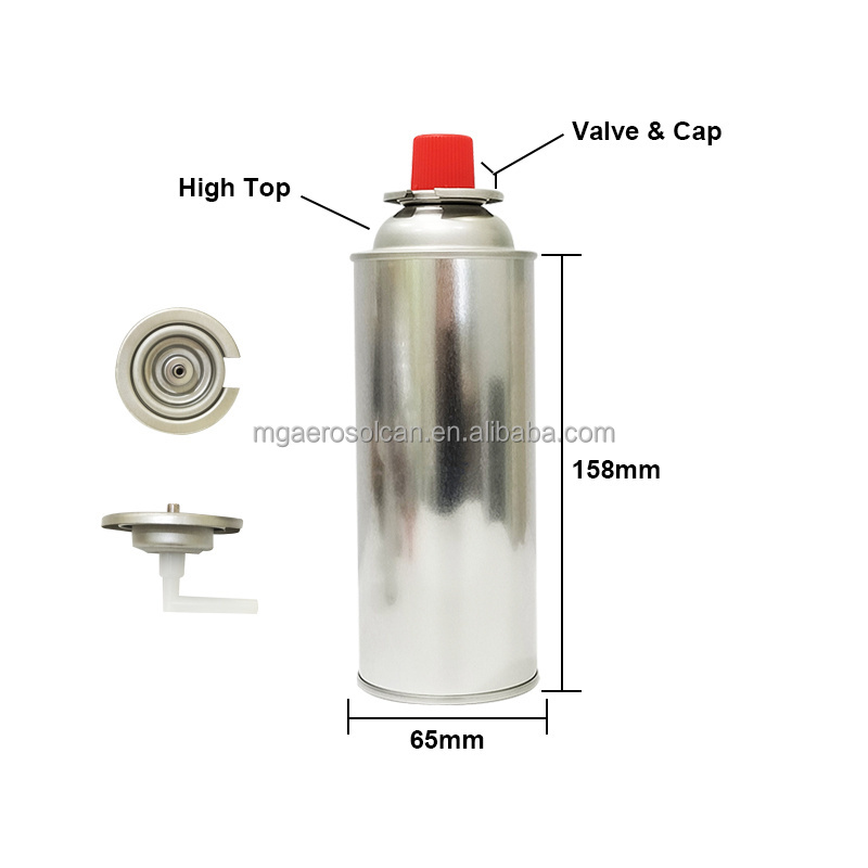 Low MOQ Empty 65x158mm Butane Gas Cans Tinplate Camping  Gas Cans and Valve