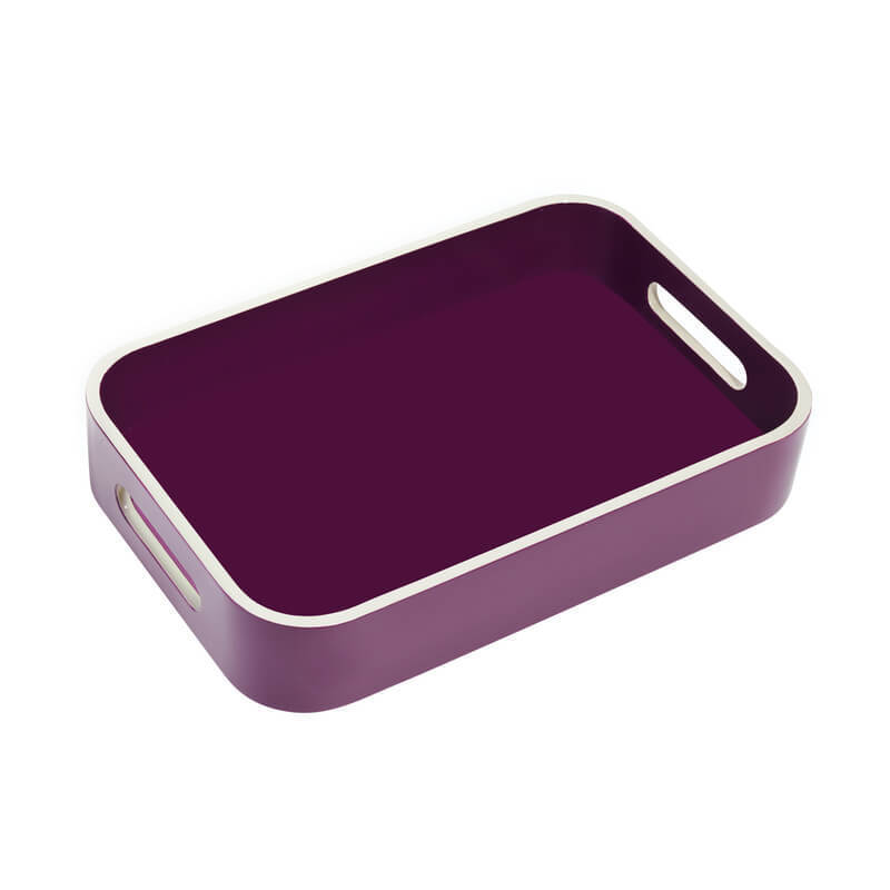 Hot Selling Luxury Handmade Customized Rectangular Tray LACQUER TRAY with Handle MDF mold