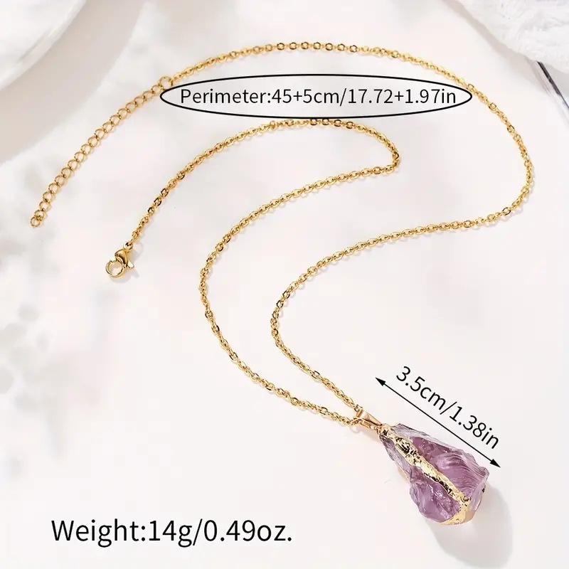 Natural irregular Raw Stone Crystal Gold Necklace Rough Healing Crystals Pendant Necklace For Women