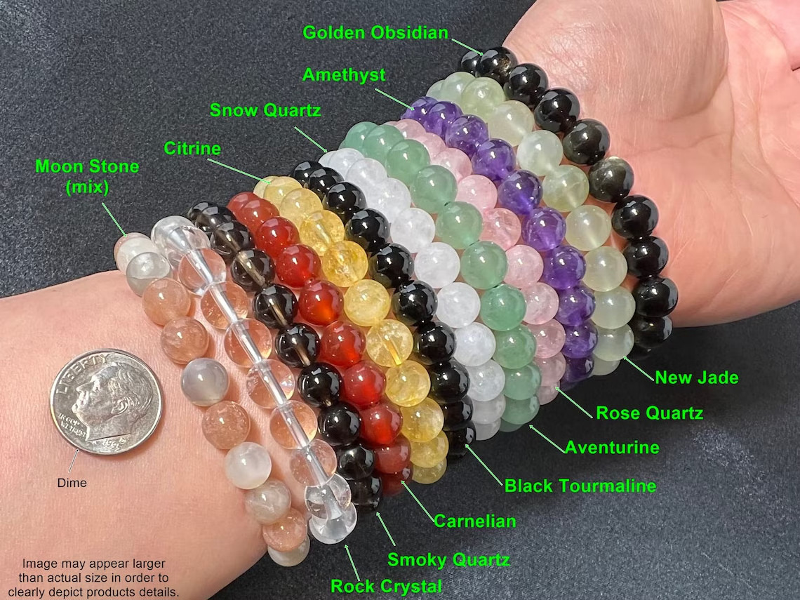 Wholesale Natural Crystal Stone Stretchy Bracelet Yoga Bangles Round Polished Gemstone Beads For Man Woman DIY Craft Quartz Jade