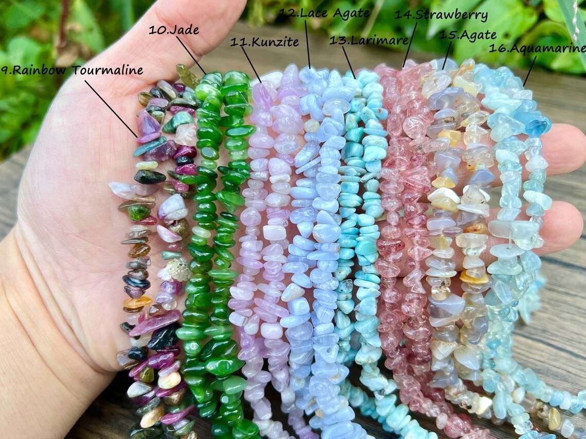 Natural Gemstone Chip Beads Healing Crystal Multi Color Tumbled Stone Irregular Shaped Loose Beads Strand for Jewelry Making