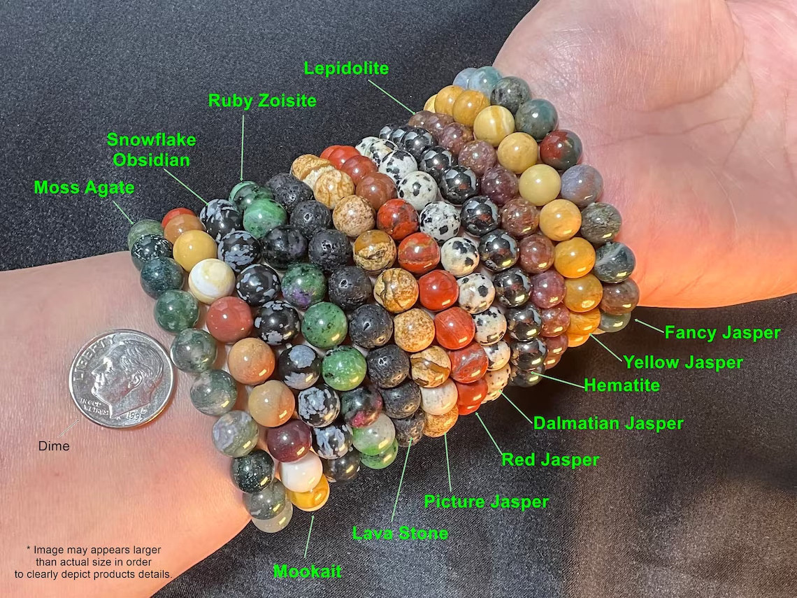 Wholesale Natural Crystal Stone Stretchy Bracelet Yoga Bangles Round Polished Gemstone Beads For Man Woman DIY Craft Quartz Jade