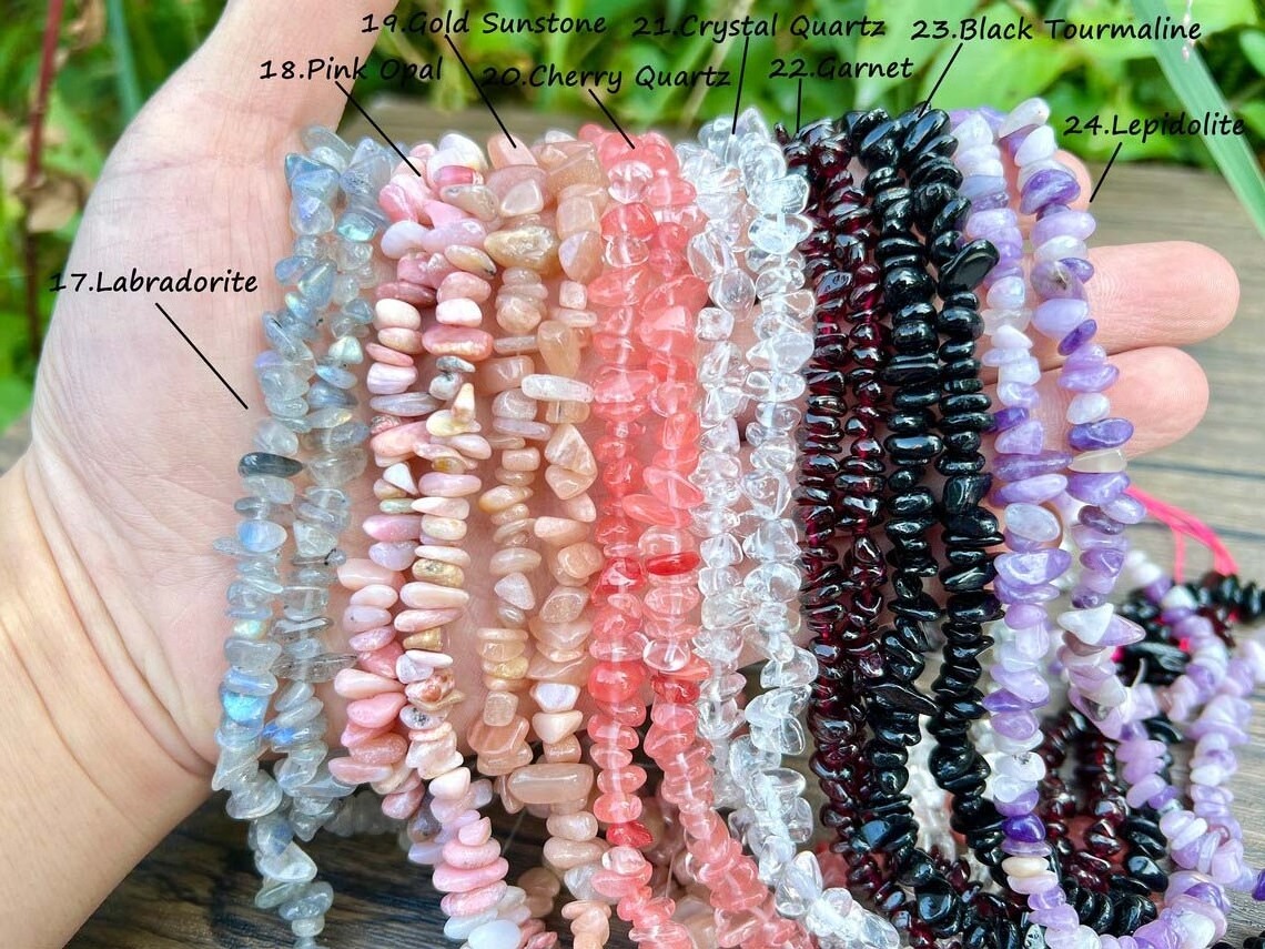 Natural Gemstone Chip Beads Healing Crystal Multi Color Tumbled Stone Irregular Shaped Loose Beads Strand for Jewelry Making