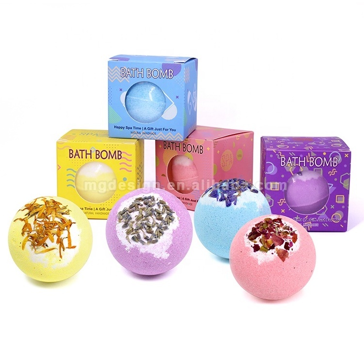 OEM Natural Organic Fragrance Skincare Bubble Spa Bath Bomb Rose Lavender Dried Flowers Petals Bath Bombs Gift Set