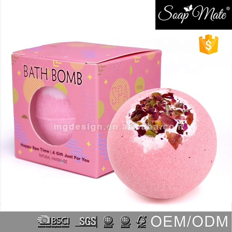 OEM Natural Organic Fragrance Skincare Bubble Spa Bath Bomb Rose Lavender Dried Flowers Petals Bath Bombs Gift Set