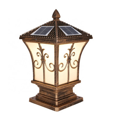 OEM   Lawn Garden Decorative Outdoor Waterproof Pattern Lantern High Power Beautiful Solar led  Pillar Lights