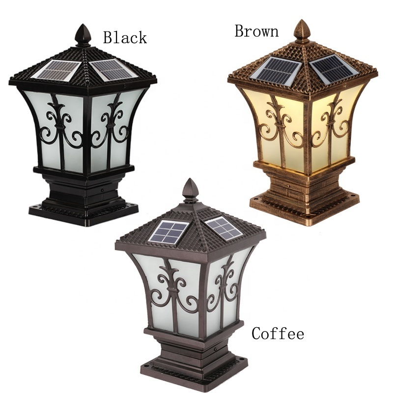 OEM   Lawn Garden Decorative Outdoor Waterproof Pattern Lantern High Power Beautiful Solar led  Pillar Lights