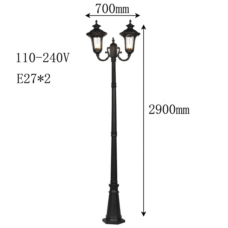 2 lamp 3m led outdoor landscape area high pole garden light