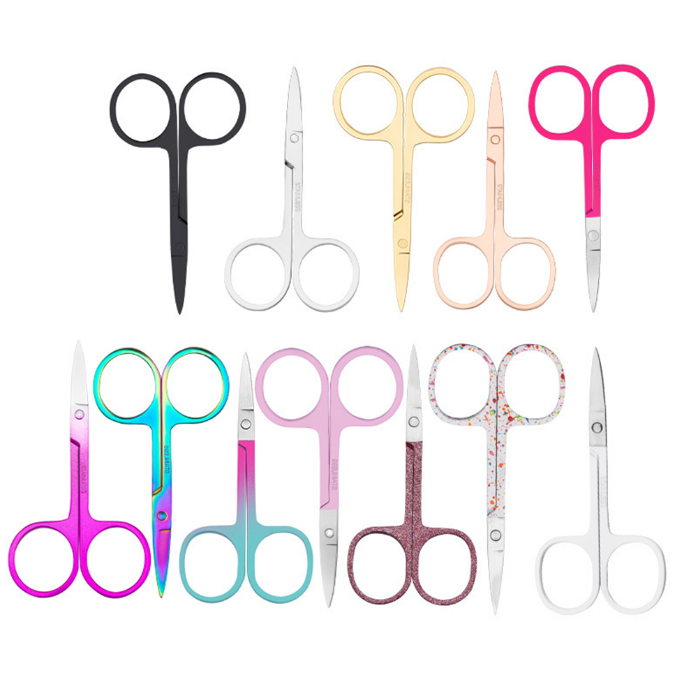 Custom Black strip eyelash cutting scissors small eyebrow trimmer scissor private label