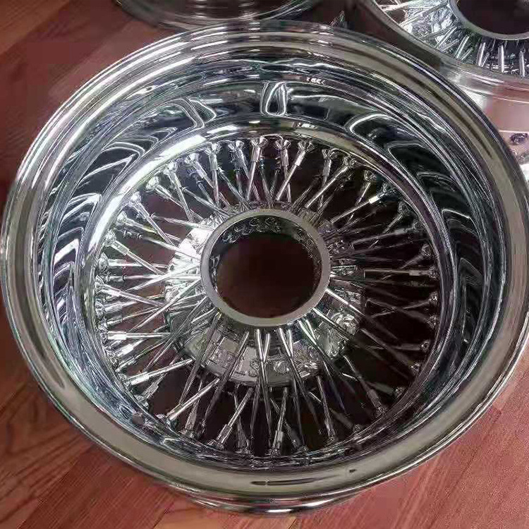 18 20 22 24 26 inch vintage stainless steel car wheels rims ,cheap 150 spoke retro wire wheels chrome for sale