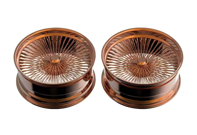 24 inch 5x120.65 rose gold wire spokes deep dish chrome wheels rims fit for Buick Skylark