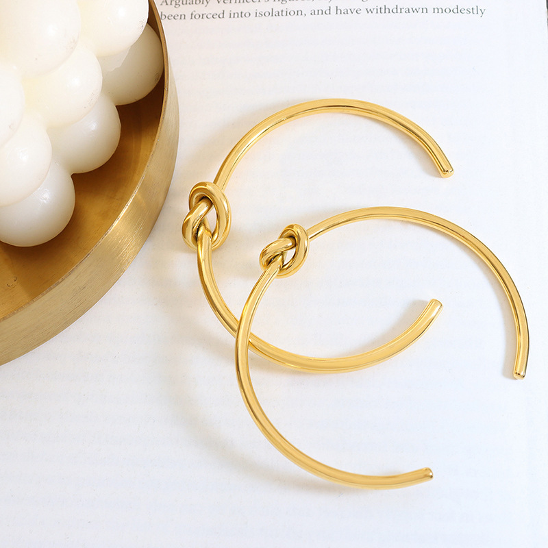 Waterproof 18k Gold Plated Stainless Steel Fashion Jewelry Bracelets Open Size Knotted Bracelet For Women