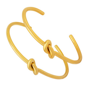 Waterproof 18k Gold Plated Stainless Steel Fashion Jewelry Bracelets Open Size Knotted Bracelet For Women