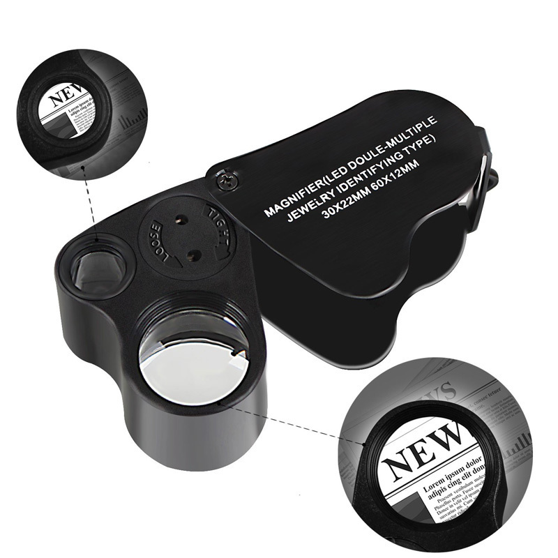 30X 60X Illuminated Jewelers Eye Loupe Magnifier