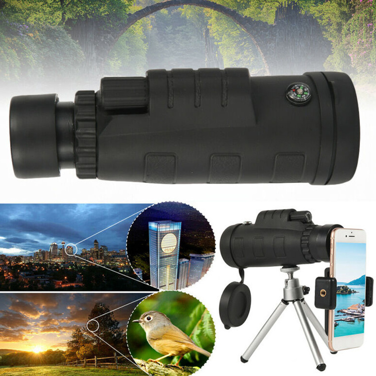 50x60 monocular telescope optical zoom lens with phone camera tripod mount clip bag