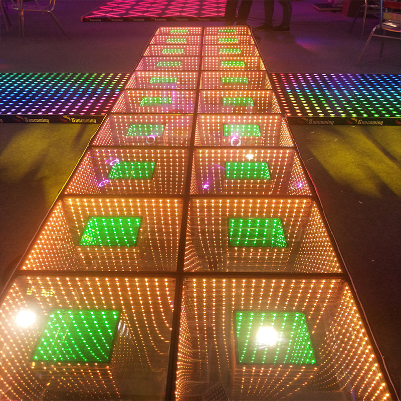 High quality mirror 3d rgb mixing led dance floor for weeding dance floor panels