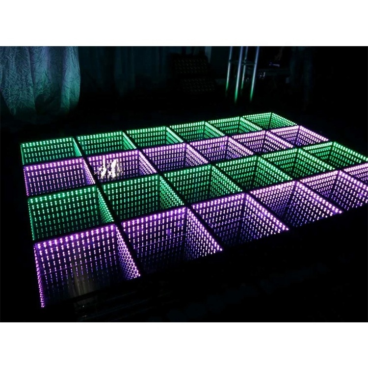 Nightclub dj disco T show wedding decoration  tempered glass waterproof mirror RGB panels mats tiles 3d led dance floor