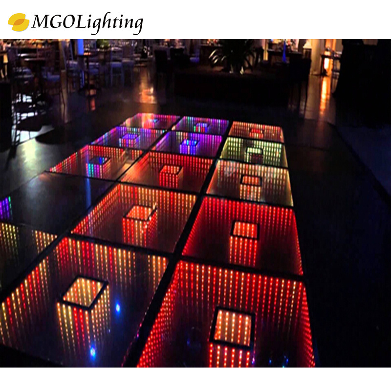 High quality mirror 3d rgb mixing led dance floor for weeding dance floor panels