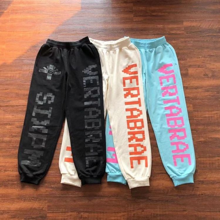 Custom Rhinestone Logo French Terry Streetwear Casual Stacked Cargo Puff Print Flared Sweatpants