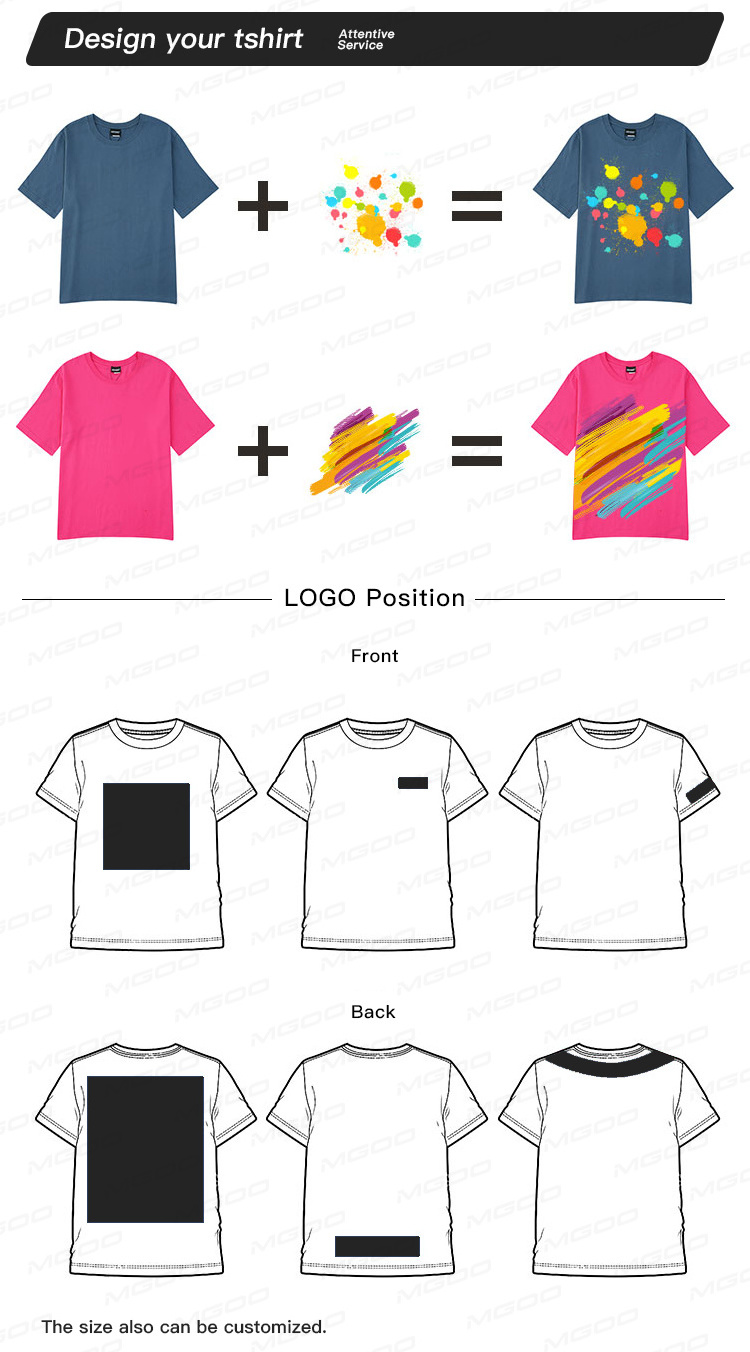 MGOO t shirts in bulk embossing t-shirt t shirt supplier