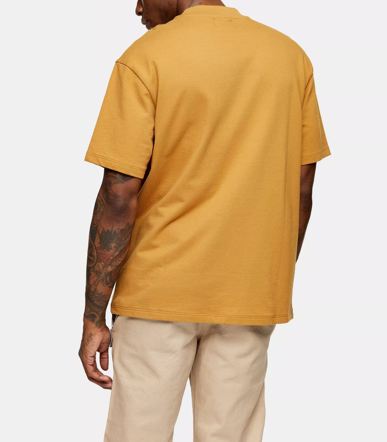 MGOO Yellow High Neck Solid T-shirts Men Oversized Short Sleeve Tee Streetwear Blank Cotton T shirts