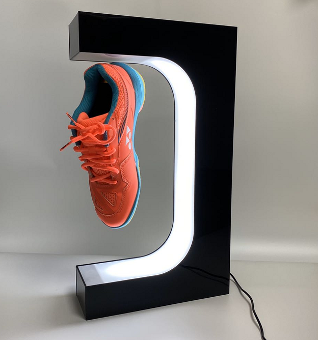 rotation magnetic floating shoe display rotating display stand magnetic levitation shoes display with led lights