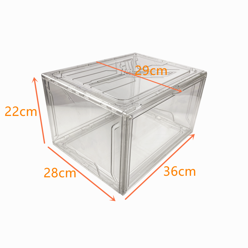 Large Stackable Folding Side Open Magnetic Acrylic Plastic Clear Shoes Storage Box