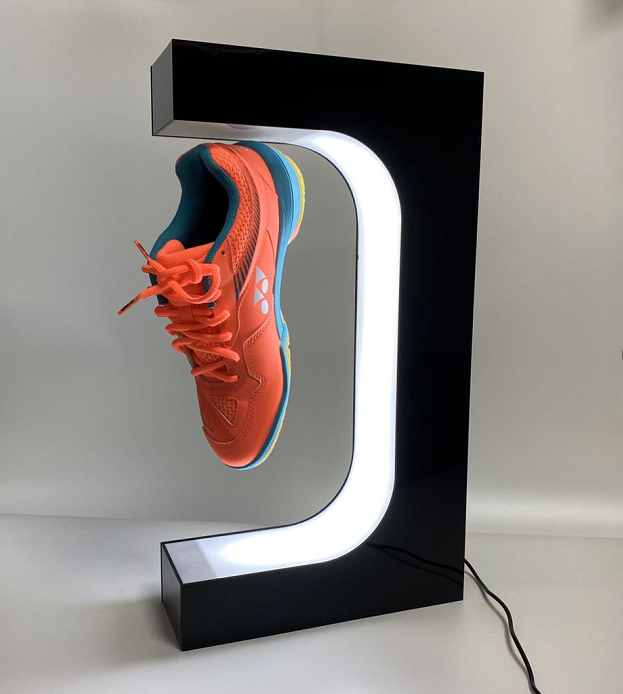 rotation magnetic floating shoe display rotating display stand magnetic levitation shoes display with led lights