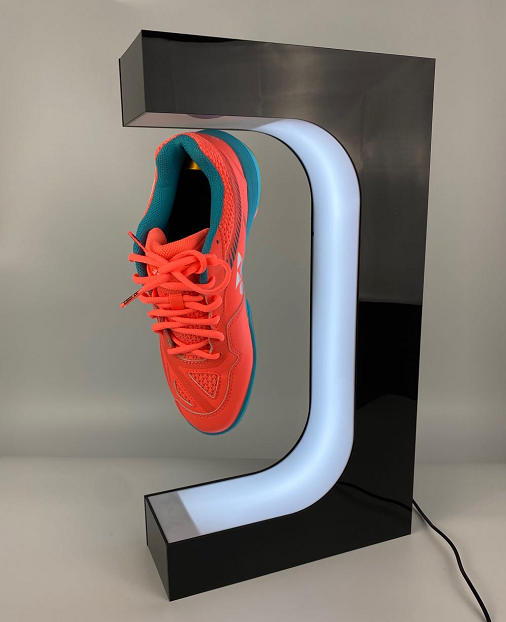 rotation magnetic floating shoe display rotating display stand magnetic levitation shoes display with led lights