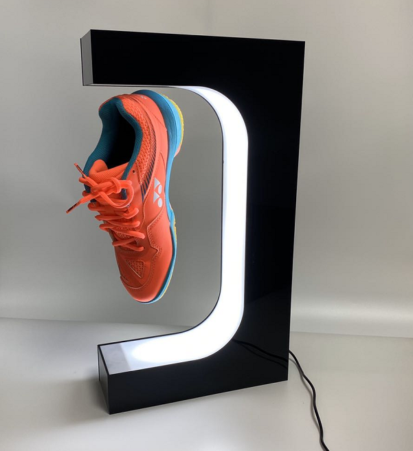 rotation magnetic floating shoe display rotating display stand magnetic levitation shoes display with led lights