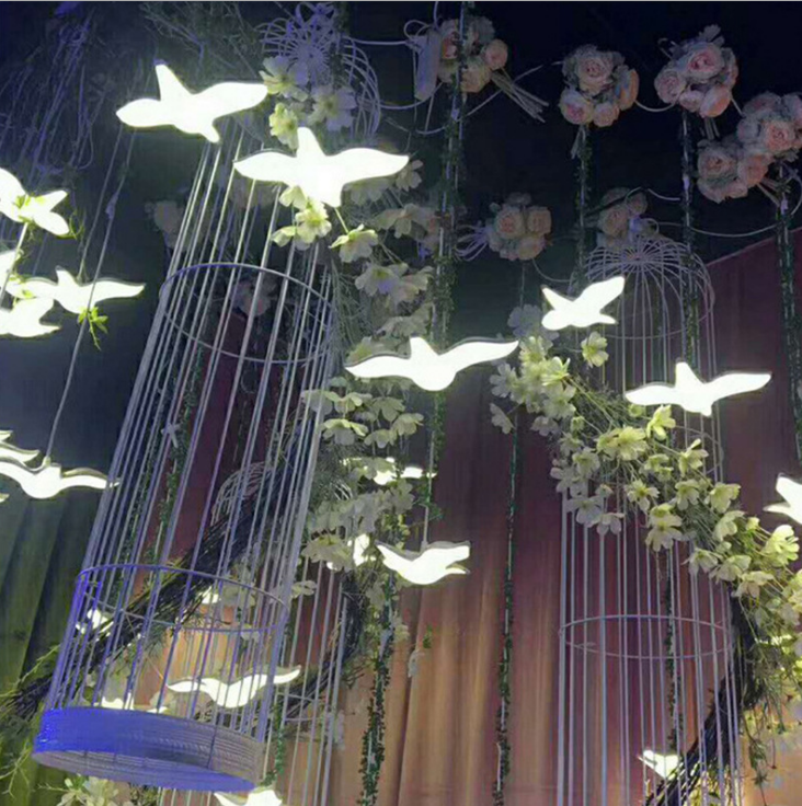 LED light hanging clear crystal acrylic seagull for wedding draping ceiling decoration