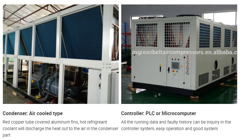 100 ton 300 ton Industrial Air Cooled screw Chiller For Cooling System