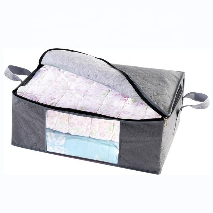 Clothes Storage Bag Foldable Storage Bins Closet Organizer with Reinforced Handles Sturdy Fabric Clear Window for Sweaters Coats